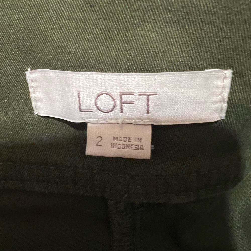 LOFT Forest Green Belted Midi Skirt - Picture 3 of 3